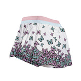 Women's Butterfly Print Athletic Skorts - White Drawstring Sport Skorts with Side Pockets and Built-in Shorts