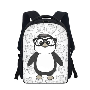 Kawaii Penguin Floral Print Backpack - Large Capacity & Wear-Resistant for Students
