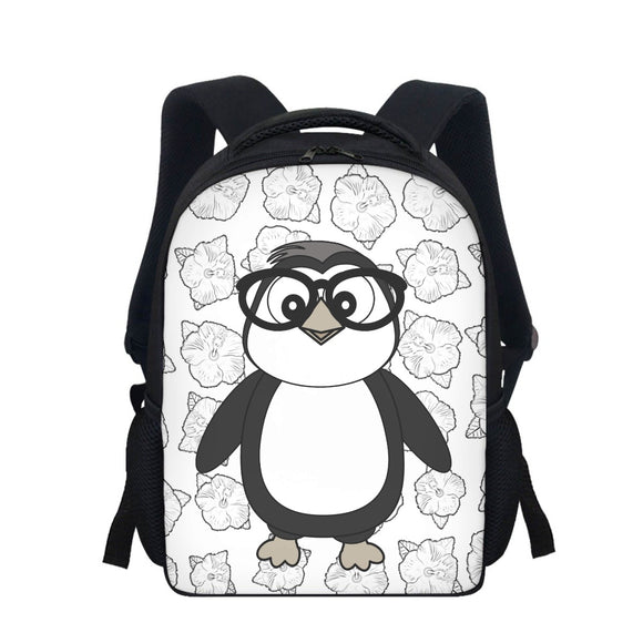 Kawaii Penguin Floral Print Backpack - Large Capacity & Wear-Resistant for Students