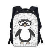 Kawaii Penguin Floral Print Backpack - Large Capacity & Wear-Resistant for Students