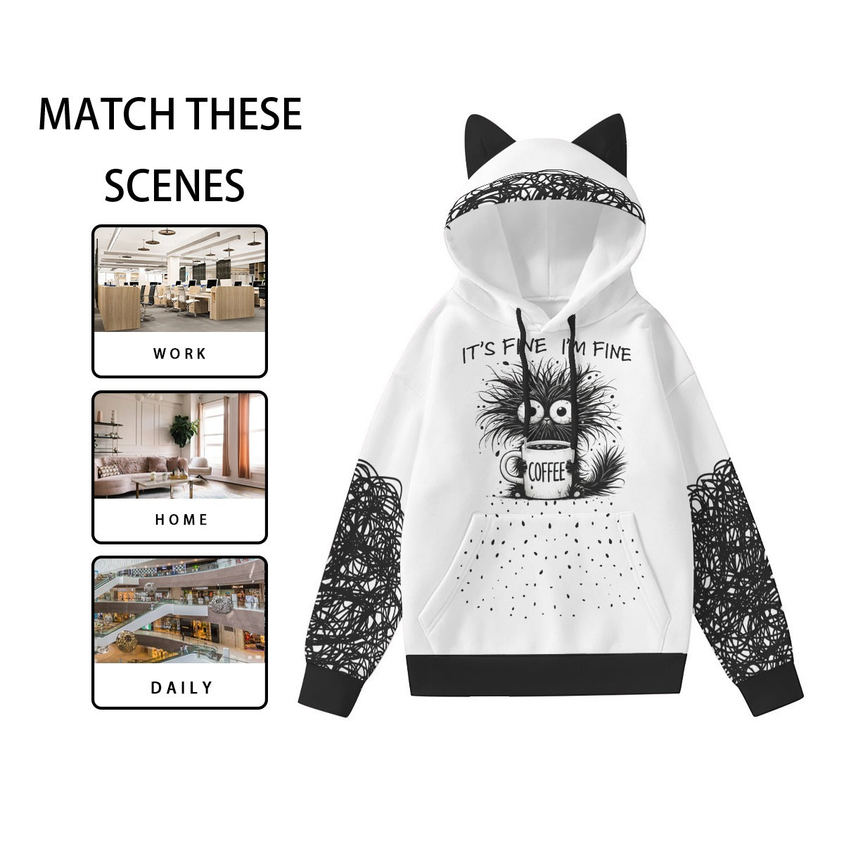 It’s Fine Coffee Cat Ear Hoodie