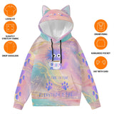 Kawaii Cat Ear Hoodie – Pastel Coffee Vibes, Cute Cozy Hoodie for Everyday Wear