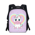 Kawaii Unicorn Heart Backpack - Cute Pastel Rainbow Print Student Bag with Large Capacity