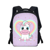 Kawaii Unicorn Heart Backpack - Cute Pastel Rainbow Print Student Bag with Large Capacity