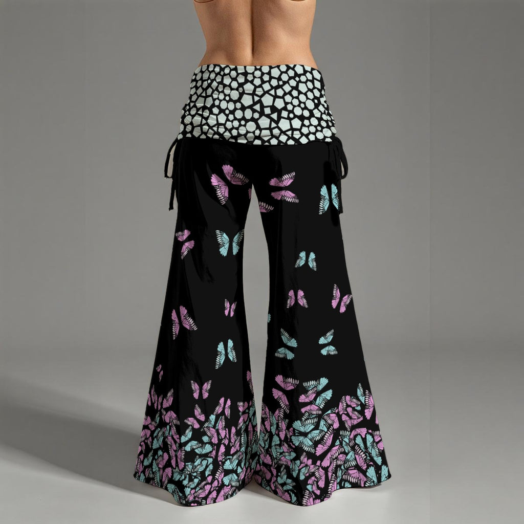 Butterfly Wide Leg Pants – High Waist Flowy Boho Trousers