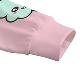 Kawaii Heaven Unisex Fleece Sweatshirt with Shamrock Rainbow Print - Loose Fit Hacci Fleece Crew Neck Sweater