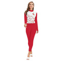 Cherry Print Red Long Sleeve Jumpsuit