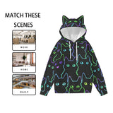 Kawaii Heaven Women's Cat Ear Hoodie with Neon Print and Decorative Ears