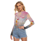 Sheer Mesh Long Sleeve T-Shirt for Women – Lightweight Fitted Top