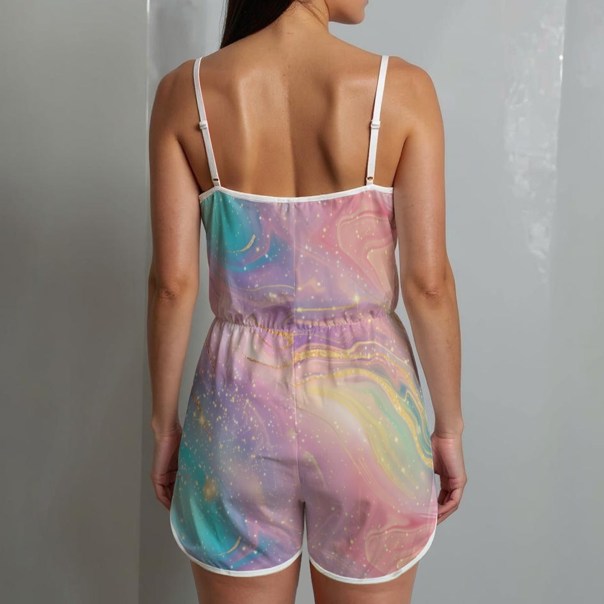 Pastel Galaxy Romper – Backless Summer Lounge Playsuit