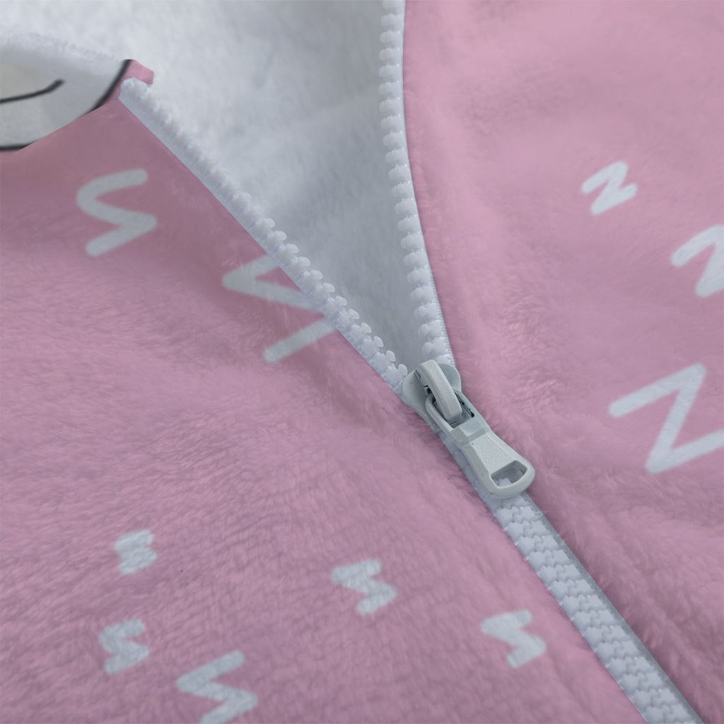 Kawaii Cat Bunny Ear Hoodie – Cute Pink Fleece Zip Up Jacket