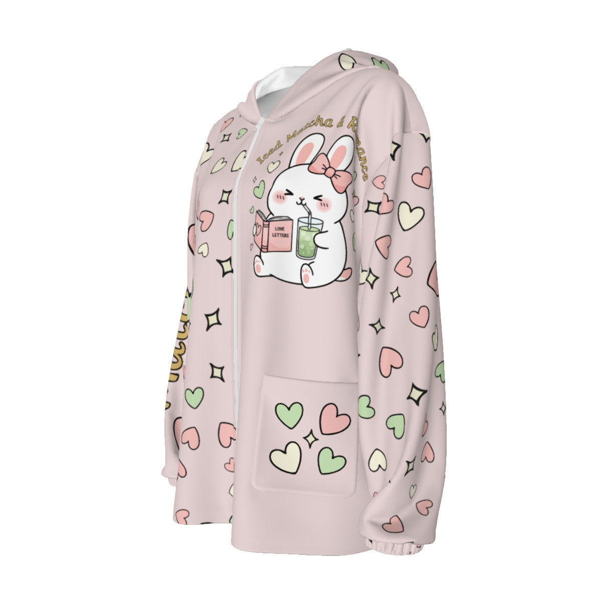 Iced Matcha Bunny Plush Pajama Hoodie