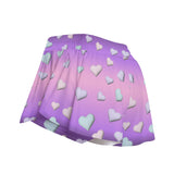 Gradient Pastel Heart Skort – Women’s Kawaii Sports Skirt with Pockets