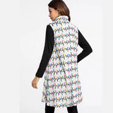 High Neck Long Sleeve Winter Dress with Festive Lights Print