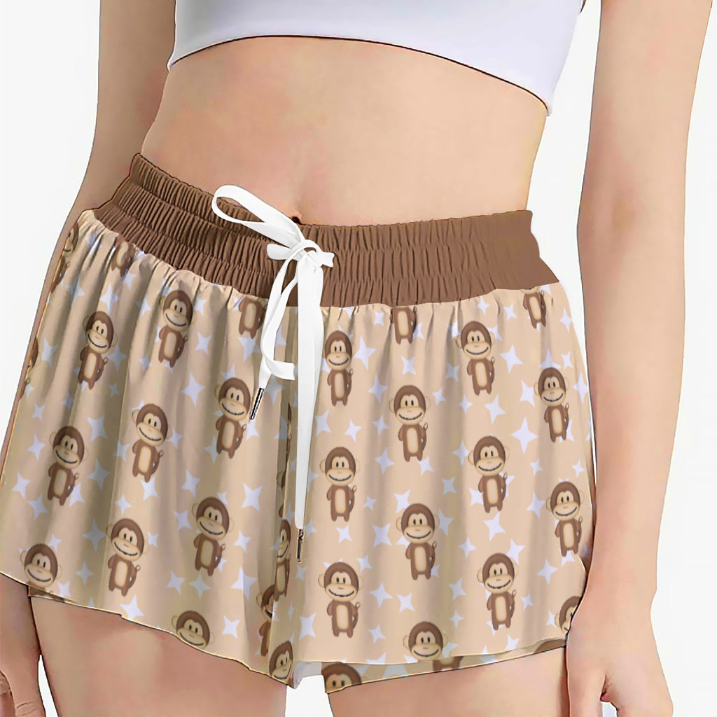 Monkey Print Sports Skort – Women’s Cute Active Skirt with Pockets