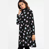 Heart Print Turtleneck Dress – Kawaii Long Sleeve Winter Outfit