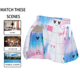 Kawaii Heaven Women's Pastel Love Grid Skort with Heartful Style & Pocket