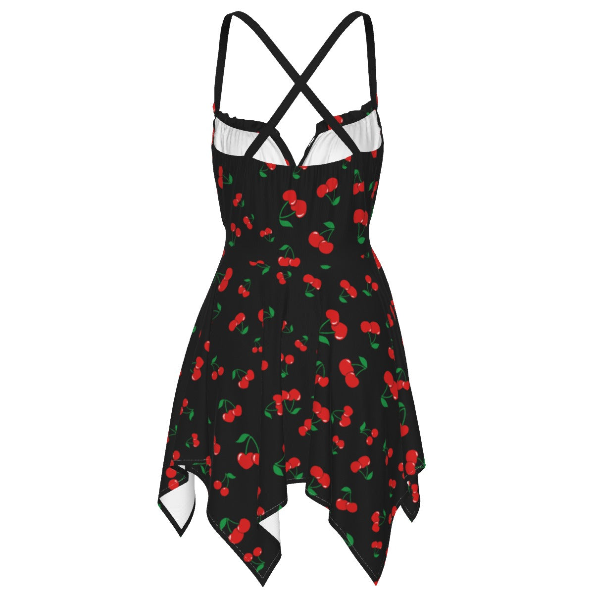 Cherry Handkerchief Dress – Cute Cherry Print Summer Beach Dress