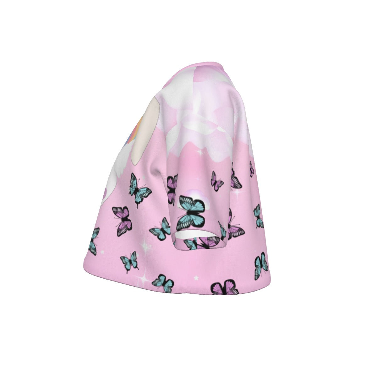 Pastel Rainbow Bunny Butterfly Crop Top | 190GSM Cotton