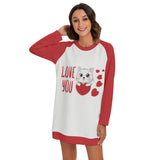 Kawaii Heaven Women's Love You Kitty Round Neck Raglan Sleeve Sweater