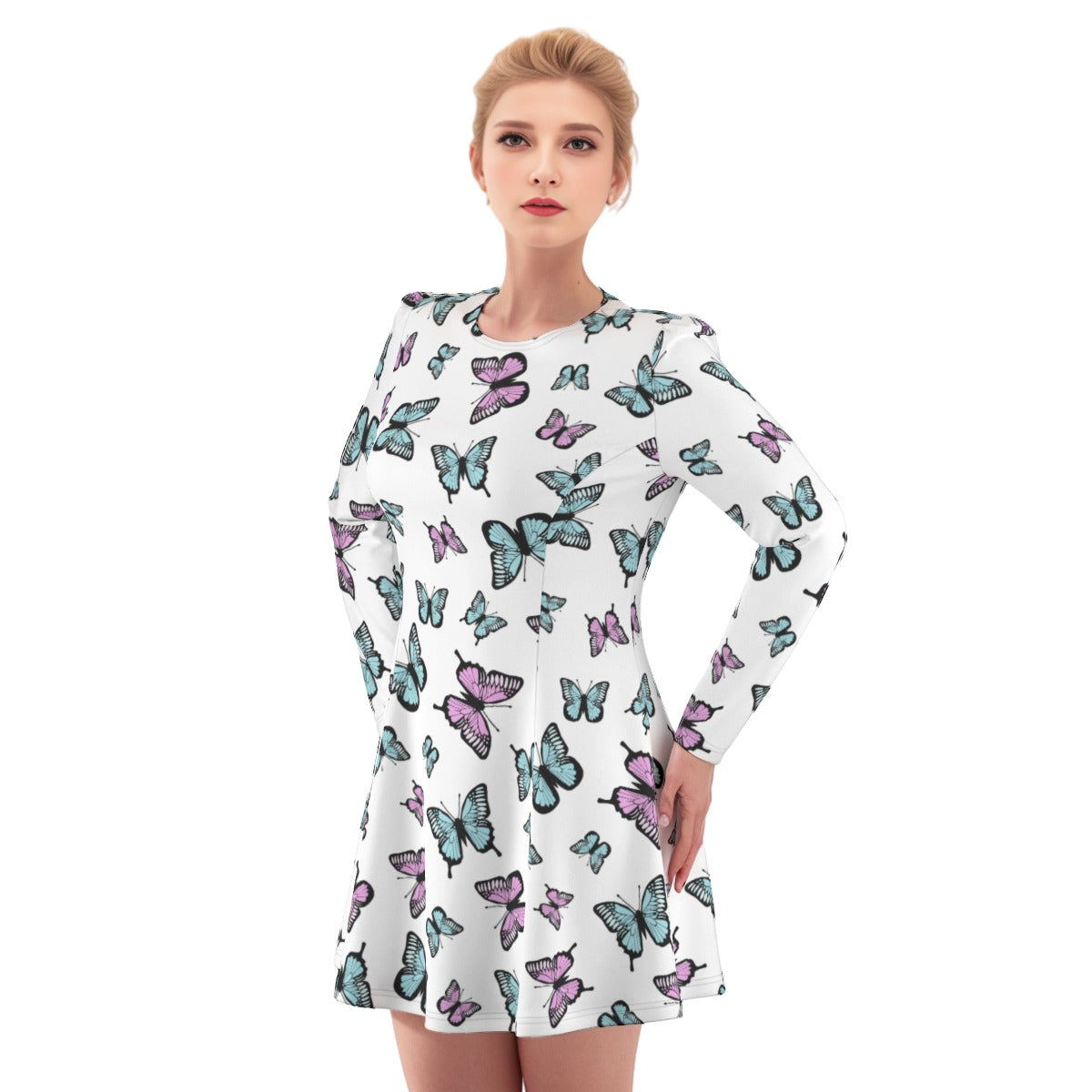 Kawaii Heaven Women's Irish Butterfly Dream Long Sleeve Skater Dress