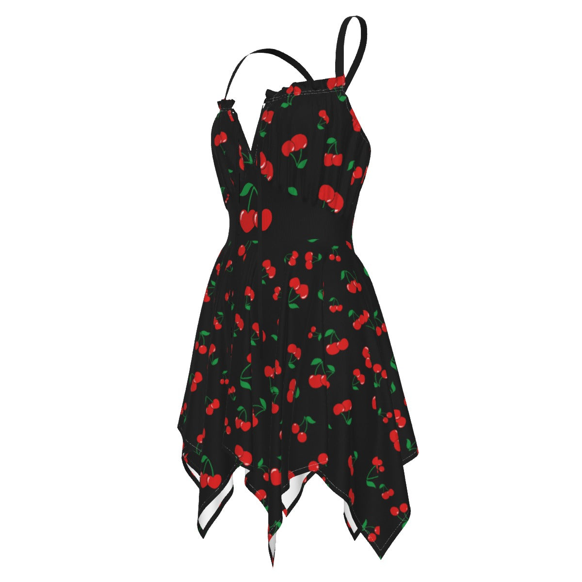 Cherry Handkerchief Dress – Cute Cherry Print Summer Beach Dress