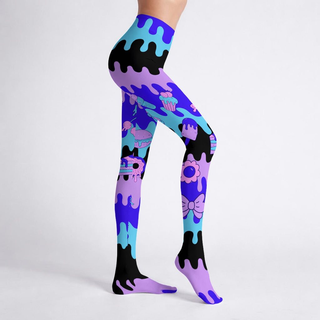 Melting Pastel Tights – Kawaii Drip Design with Cute Dessert Details
