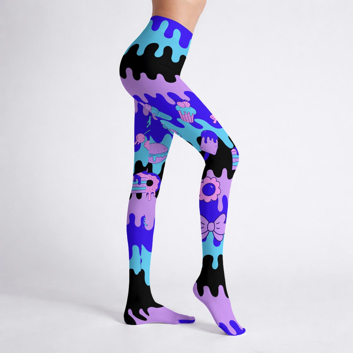 Melting Pastel Tights – Kawaii Drip Design with Cute Dessert Details
