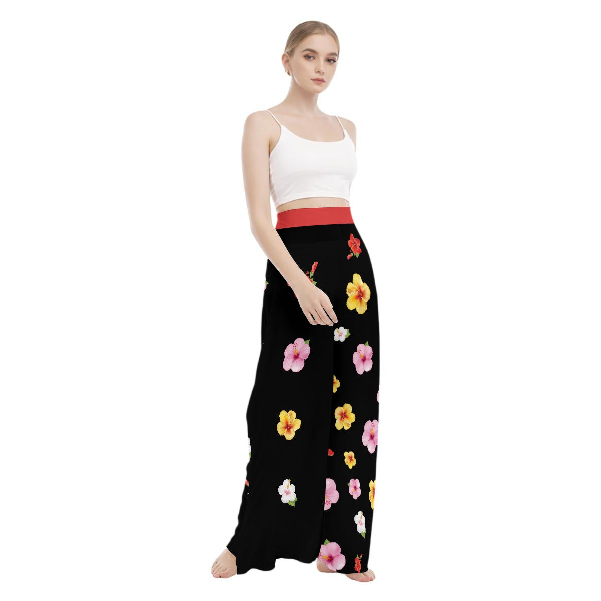 All-Over Print Women’s Lightweight Wide-Leg Pants with Hidden Side Zipper