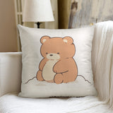 Kawaii Bear Print Throw Pillow with Insert - Cute Decorative Couch Cushion for Home Bedroom Sofa