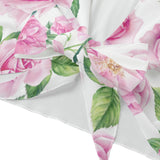 Floral Rose Mesh Tie Front Top – Bell Sleeve Sheer Blouse