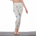 Kawaii Heaven Women's High Waist Leggings with Watercolor Floral Design | Side Stitch Closure