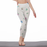 Kawaii Heaven Women's High Waist Leggings with Watercolor Floral Design | Side Stitch Closure