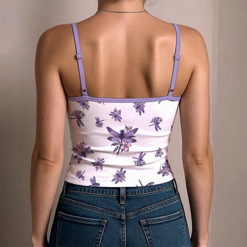 Purple Dragonfly Tank Top – Nature Inspired Spaghetti Strap Cami