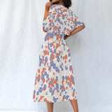 Floral Midi Dress – Women’s Summer Casual Outfit with Elastic Waist