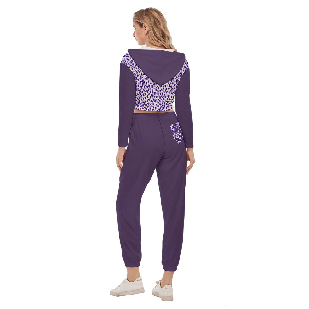 Purple Leopard Paw Tracksuit Set