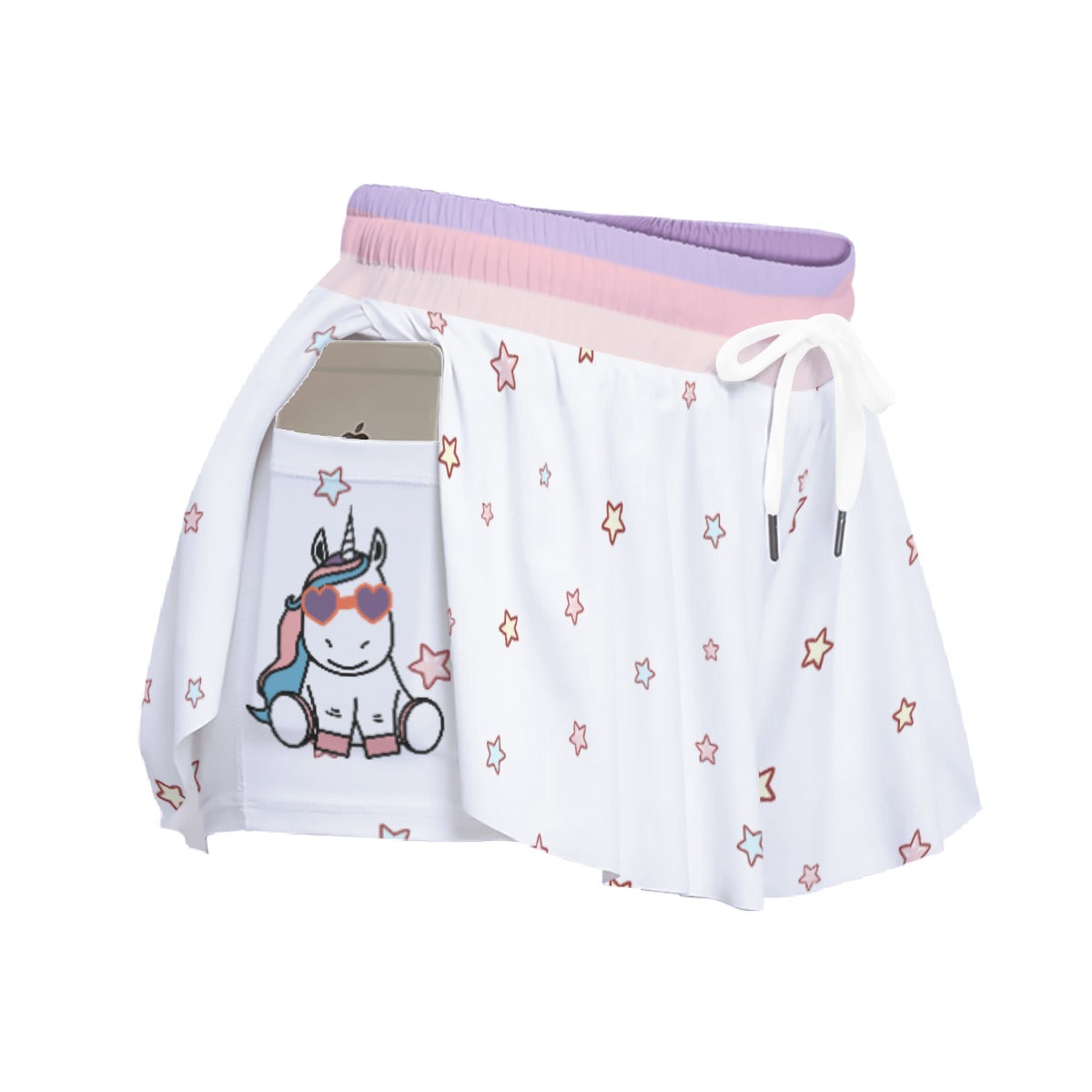 Kawaii Heaven Women's Unicorn Star Sport Skort with Phone Pocket