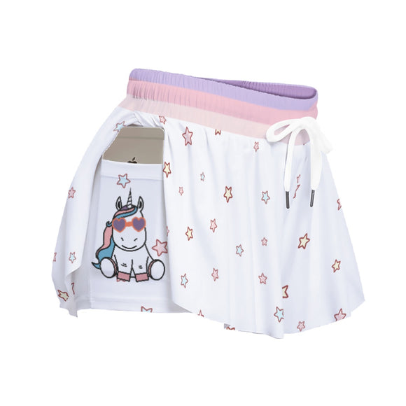 Kawaii Heaven Women's Unicorn Star Sport Skort with Phone Pocket