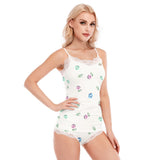 Women's Sexy Floral Lace Trim Pajama Set with Cami Top and Shorts - Kawaii Heaven