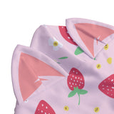 Kawaii Strawberry Cat Zip-Up Hoodie for Unisex - Pink Anime-Inspired Pullover with Decorative Ears