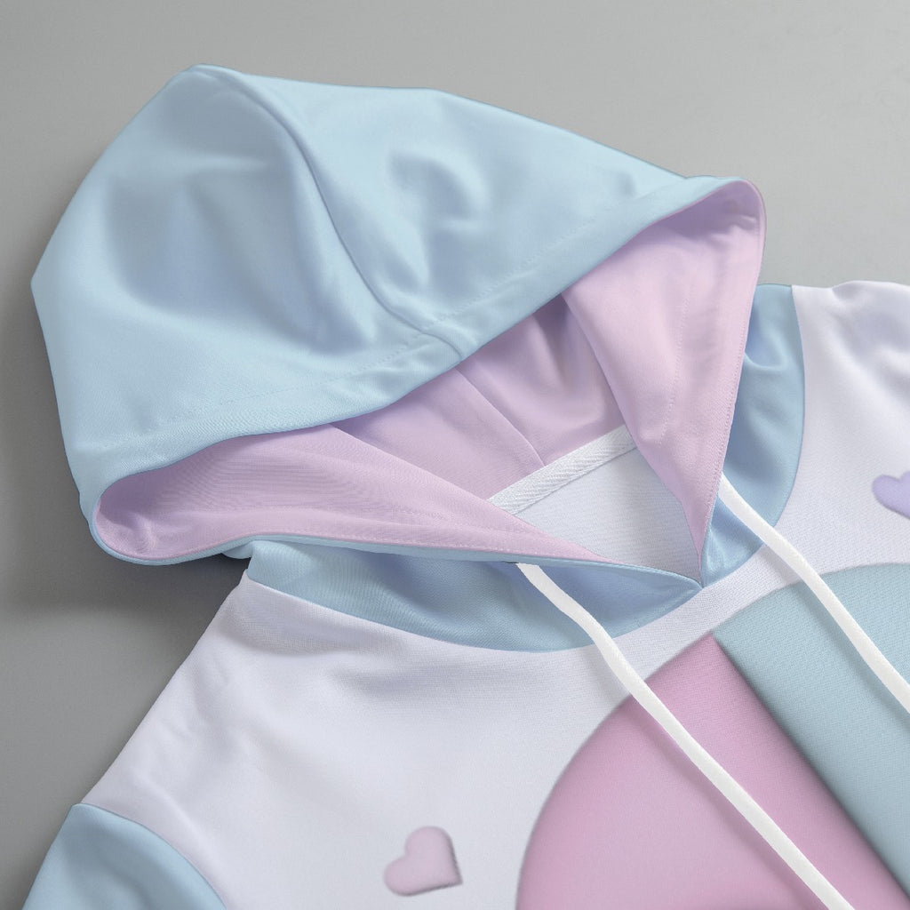 Pastel Skeleton Print Women's Pullover Hoodie - Kawaii Heaven Scuba Hooded Sweatshirt with Drawstring