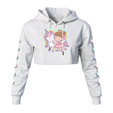 Kawaii Heaven Cute Unicorn and Girl Cropped Hoodie - Pastel Women's Fleece Hoodie