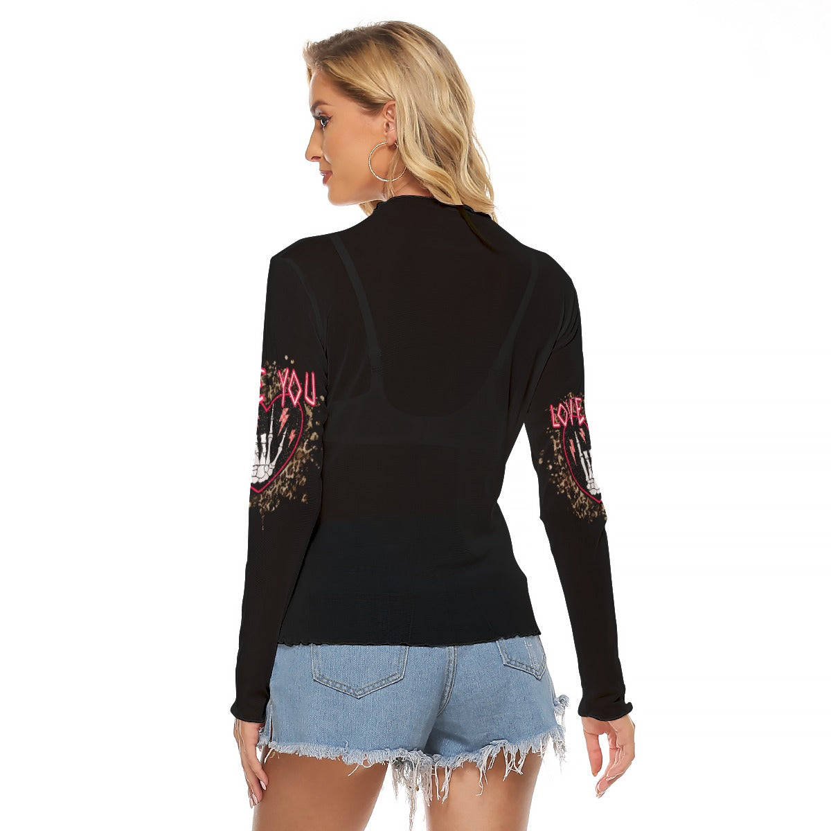 Love You Gothic Mesh Long Sleeve – Sheer Statement Top