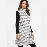 High Neck Long Sleeve Winter Dress with Festive Lights Print