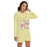 Kawaii Heaven Bunny & Bear Love Women's Round Neck Raglan Sleeve Sweater