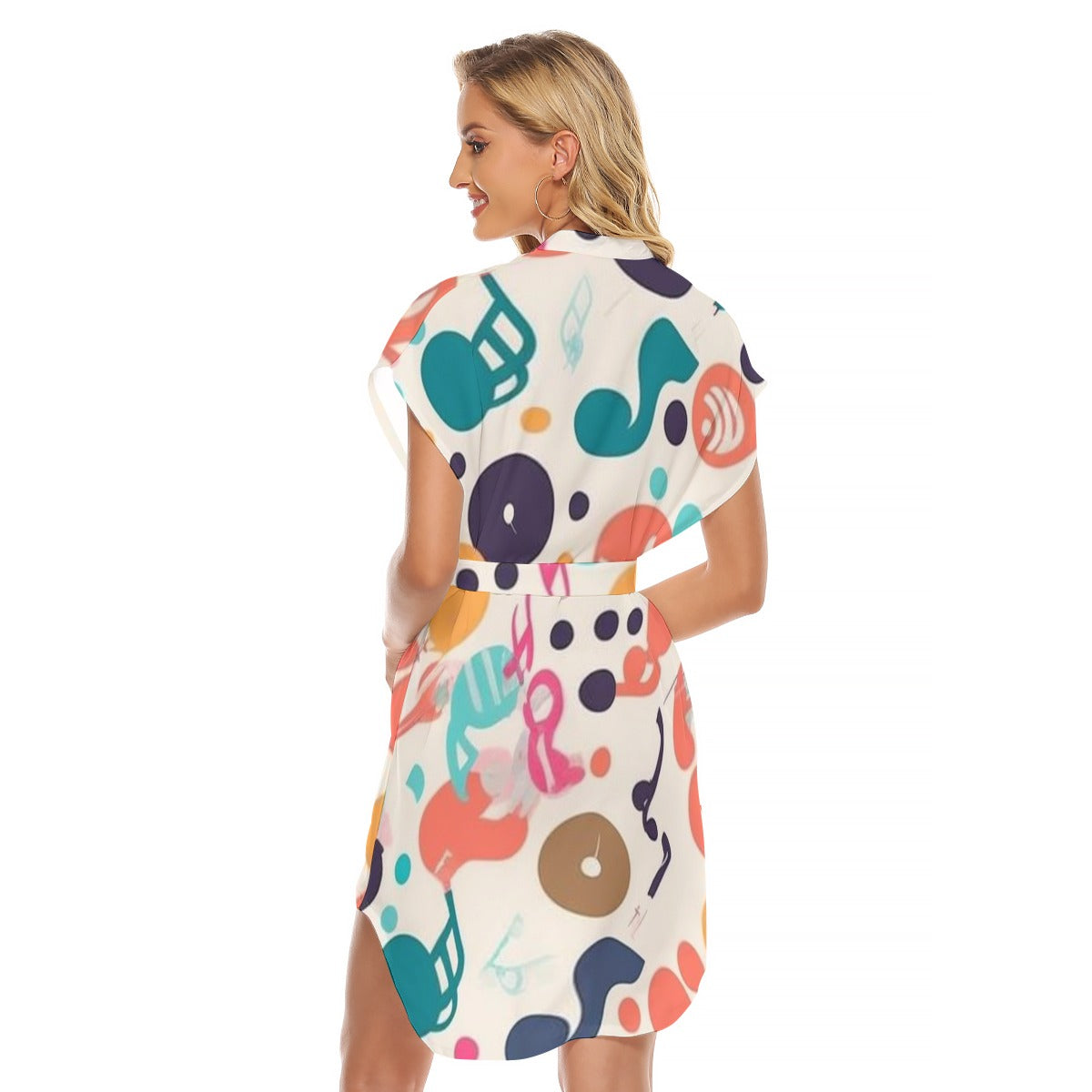 Melody Muse Women's Classic Wrap Dress with Stand-up Collar | Casual Style