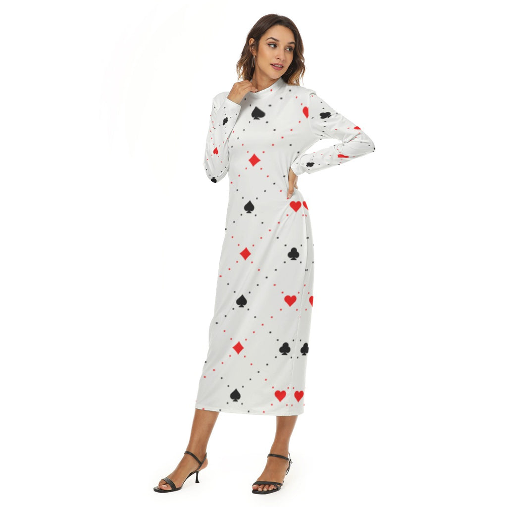 Kawaii Heaven Women's Sexy Close-Fitting Hip Dress with Zipper | Queen of Cards Maxi Dress