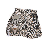 Kawaii Heaven Women's Leopard Print Skorts with Pockets - Sporty Skirt Shorts with Inner Legging, Microfiber Athletic Skort