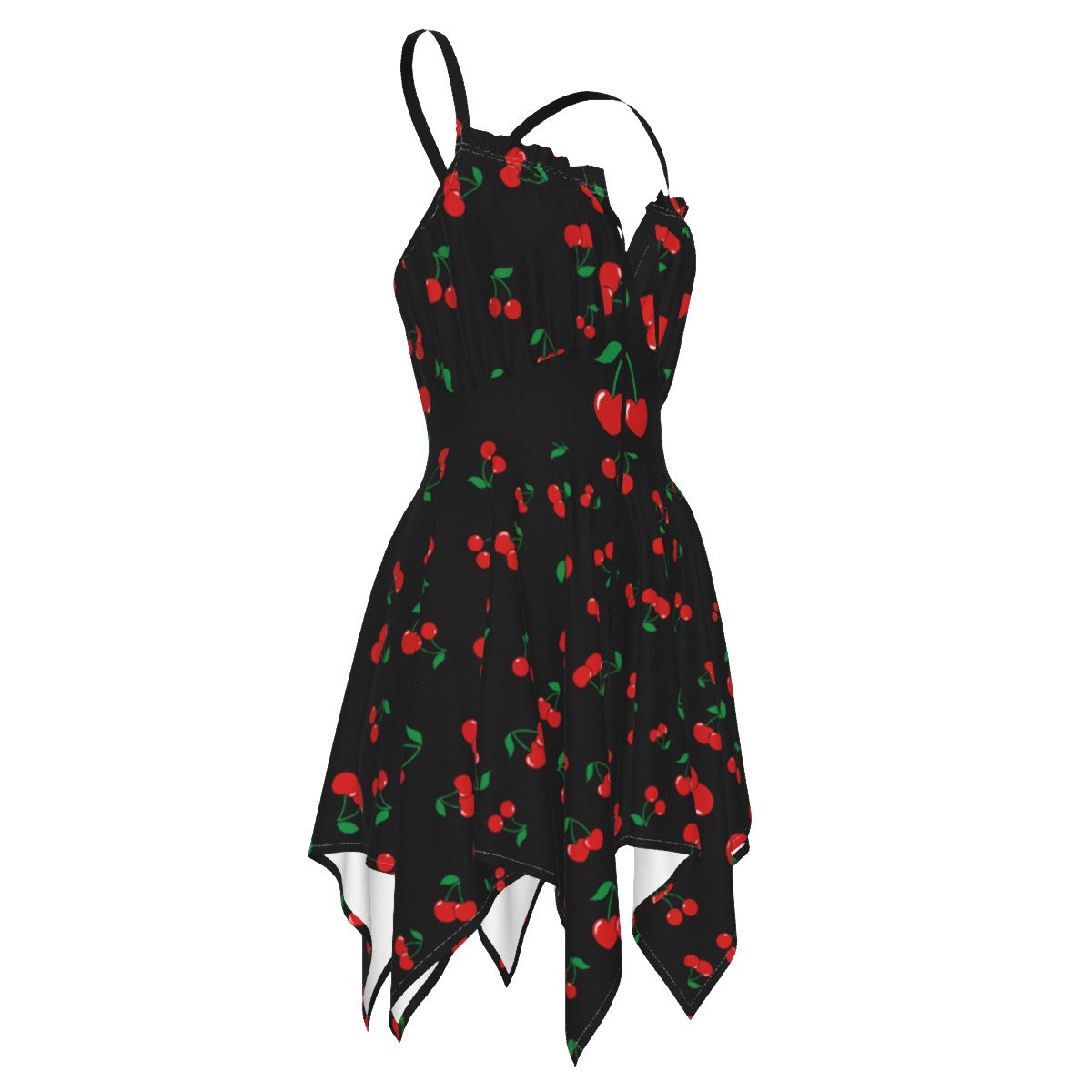 Cherry Handkerchief Dress – Cute Cherry Print Summer Beach Dress