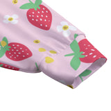 Kawaii Strawberry Cat Zip-Up Hoodie for Unisex - Pink Anime-Inspired Pullover with Decorative Ears